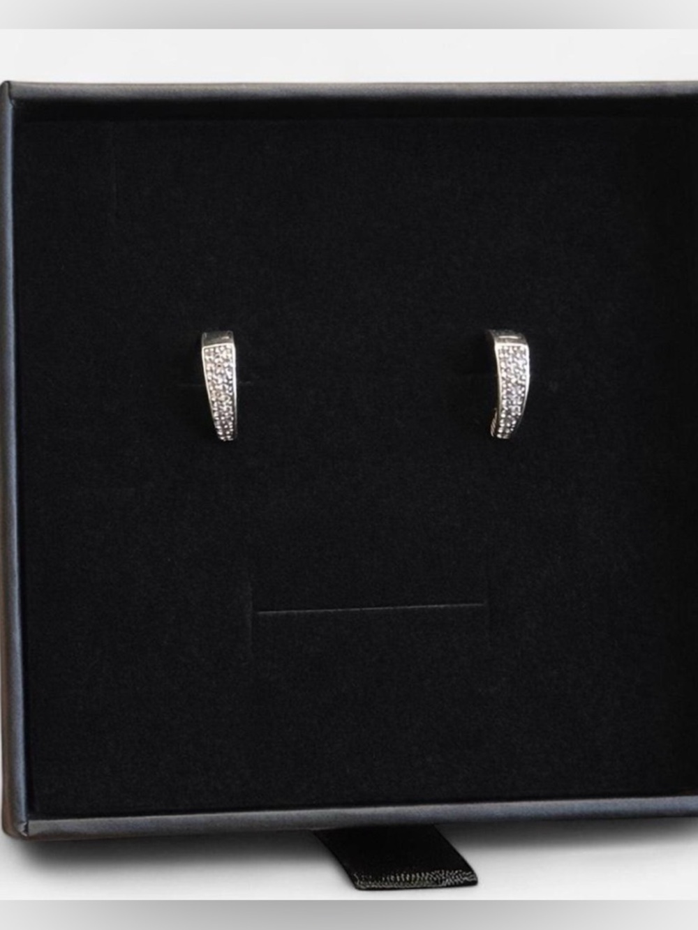 Silver Pavé Huggie Hoop Earrings - Women's Jewelry
